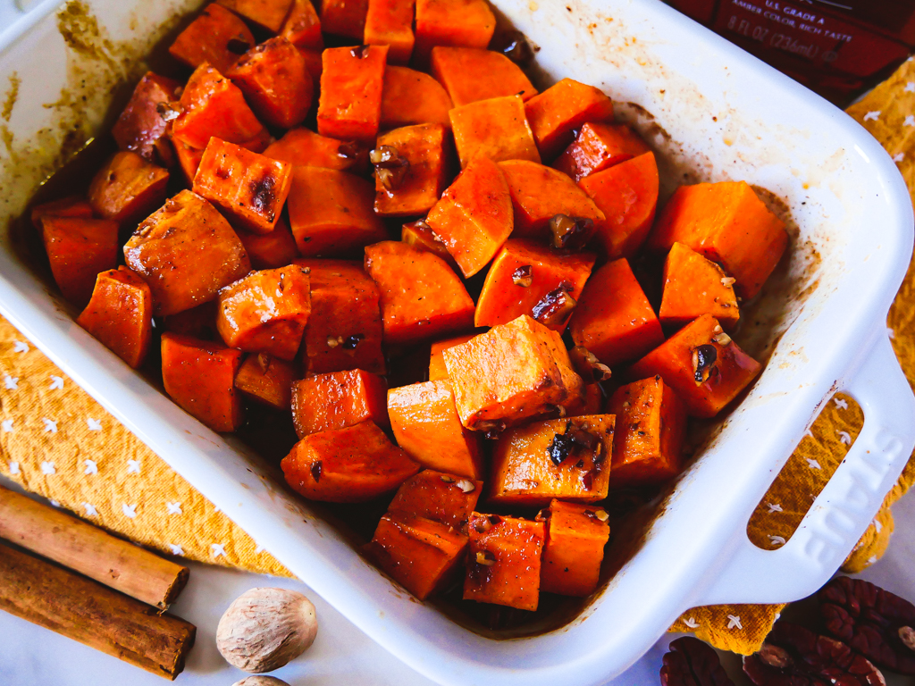 Maple Pecan Candied Sweet Potatoes